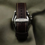 Seiko 5 Sports SKX GMT Automatic Mocha Black Dial Brown Leather Strap Watch For Men - SSK036K1