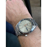 Seiko 5 Sports SNXS Series Automatic Beige Dial Silver Steel Strap Watch for Men - SRPK91K1