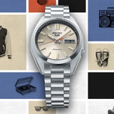 Seiko 5 Sports SNXS Series Automatic Beige Dial Silver Steel Strap Watch for Men - SRPK91K1