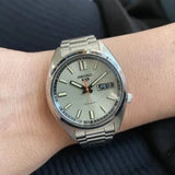 Seiko 5 Sports SNXS Series Automatic Beige Dial Silver Steel Strap Watch for Men - SRPK91K1