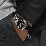 Seiko 5 Sports SNXS Series Automatic Black Dial Silver Steel Strap Watch for Men - SRPK89K1