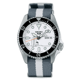 Seiko 5 Sports x Peanuts Surfboard Snoopy Limited Edition White Dial Two Tone NATO Strap Watch For Men - SRPK25K1