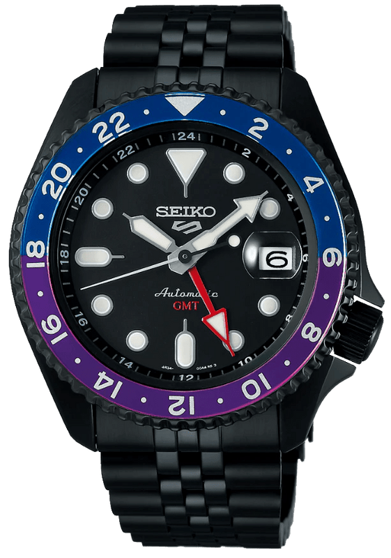 Seiko Automatic SKX GMT Yuto Horigome Limited Edition Black Dial Black Steel Strap Watch For Men - SSK027K1