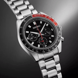 Seiko Prospex Speedtimer Solar Chronograph Black Dial Silver Steel Strap Watch for Men - SSC915