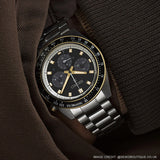 Seiko Prospex Speedtimer Solar Chronograph Black Dial Silver Steel Strap Watch for Men - SSC941
