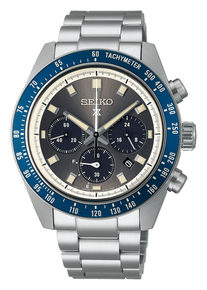 Seiko Prospex Speedtimer Solar Chronograph Grey Dial Silver Steel Strap Watch for Men - SSC939