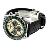 Seiko Prospex Speedtimer Solar Chronograph Ivory Dial Black Leather Strap Watch for Men - SSC943