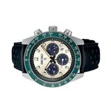 Seiko Prospex Speedtimer Solar Chronograph Ivory Dial Black Leather Strap Watch for Men - SSC943