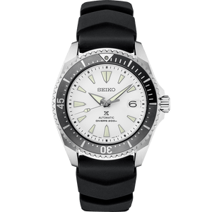 Seiko Shogun Prospex Titanium Divers Automatic White Dial Black Rubber Strap Watch For Men - SPB191J1