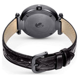 Swarovski Crystalline Wonder Black Dial Black Leather Strap Watch for Women - 5664311
