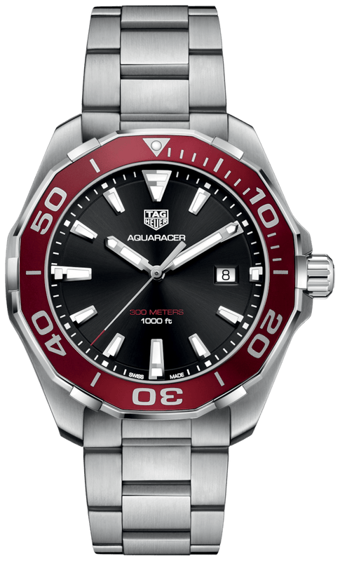 Tag Heuer Aquaracer Black Dial Silver Steel Strap Watch for Men - WAY101B.BA0746