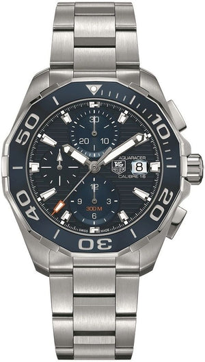 Tag Heuer Aquaracer Calibre 16 Blue Dial Silver Steel Strap Watch for Men - CAY211B.BA0927