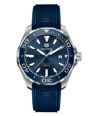 Tag Heuer Aquaracer Quartz Blue Dial Blue Rubber Strap Watch for Men -  WAY101C.FC6153