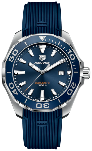 Tag Heuer Aquaracer Quartz Blue Dial Blue Rubber Strap Watch for Men -  WAY101C.FC6153