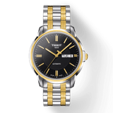 Tissot Automatics III Day Date Black Dial Two Tone Steel Strap Watch For Men - T065.430.22.051.00