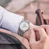 Tissot Automatics III Day Date White Dial Silver Steel Strap Watch For Men - T065.430.11.031.00