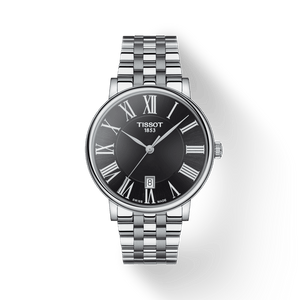 Tissot Carson Premium Black Dial Silver Steel Strap Watch For Men - T122.410.11.053.00