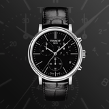 Tissot Carson Premium Chronograph Black Dial Black Leather Strap Watch For Men - T122.417.16.051.00