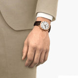 Tissot Carson Premium Chronograph Silver Dial Brown Leather Strap Watch For Men - T122.417.36.033.00