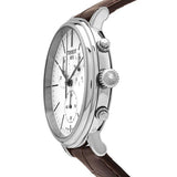 Tissot Carson Premium Chronograph White Dial Brown Leather Strap Watch For Men - T122.417.16.011.00