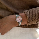Tissot Carson Premium Lady Mother of Pearl Pink Dial Silver Steel Strap Watch For Women - T122.210.11.159.00
