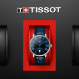 Tissot Carson Premium Powermatic 80 Blue Dial Blue Leather Strap Watch For Men - T122.407.16.043.00