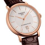 Tissot Carson Premium Powermatic 80 White Dial Brown Leather Strap Watch For Men - T122.407.36.031.00