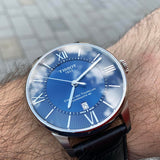Tissot Chemin Des Tourelles Powermatic 80 Blue Dial Blue Leather Strap Watch for Men - T099.407.16.048.00
