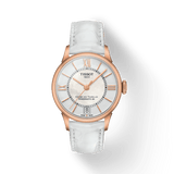 Tissot Chemin Des Tourelles Powermatic 80 Lady Silver Dial White Leather Strap Watch For Women - T099.207.36.118.00