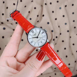 Tissot Chemin Des Tourelles Powermatic 80 Mother of Pearl White Dial Red Leather Strap Watch For Women - T099.207.16.118.00