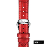 Tissot Chemin Des Tourelles Powermatic 80 Mother of Pearl White Dial Red Leather Strap Watch For Women - T099.207.16.118.00