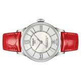 Tissot Chemin Des Tourelles Powermatic 80 Mother of Pearl White Dial Red Leather Strap Watch For Women - T099.207.16.118.00