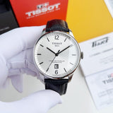 Tissot Chemin Des Tourelles Powermatic 80 Silver Dial Black Leather Strap Watch For Men - T099.407.16.037.00