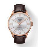 Tissot Chemin Des Tourelles Powermatic 80 Silver Dial Brown Leather Strap Watch For Men - T099.407.36.038.00