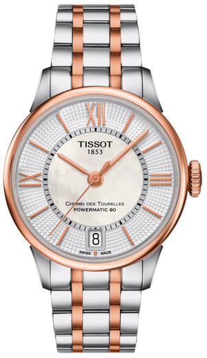 Tissot Chemin des Tourelles Powermatic 80 Silver Dial Two Tone Steel Strap Watch for Men - T099.407.22.038.02