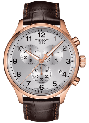 Tissot Chrono XL Classic Silver Dial Brown Leather Strap Watch For Men - T116.617.36.037.00