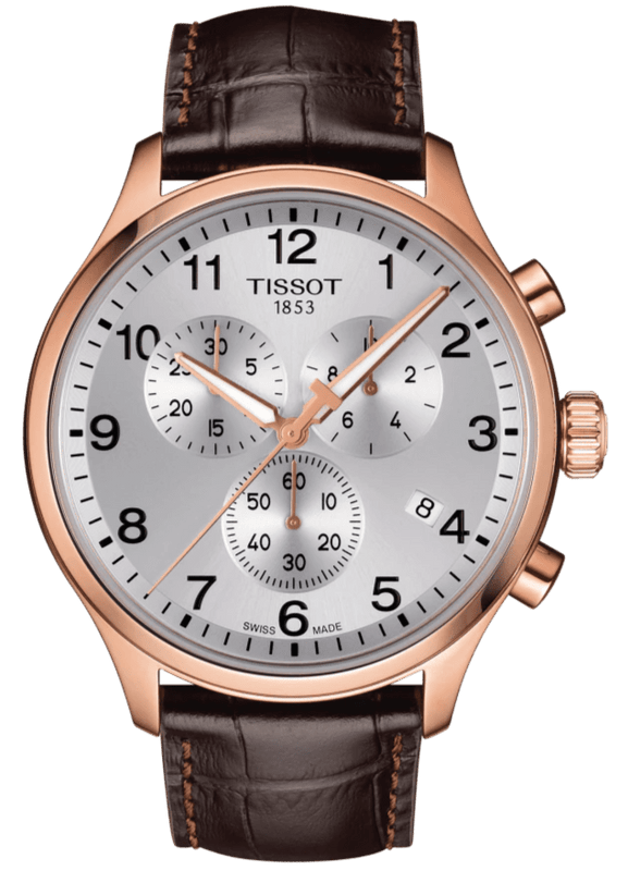 Tissot Chrono XL Classic Silver Dial Brown Leather Strap Watch For Men - T116.617.36.037.00