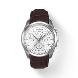 Tissot Couturier Chronograph White Dial Brown Leather Strap Watch For Men - T035.617.16.031.00