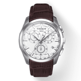 Tissot Couturier Chronograph White Dial Brown Leather Strap Watch For Men - T035.617.16.031.00