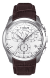 Tissot Couturier Chronograph White Dial Brown Leather Strap Watch For Men - T035.617.16.031.00
