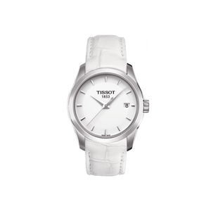 Tissot Couturier Lady Silver Dial White Leather Strap Watch For Women - T035.210.16.011.00