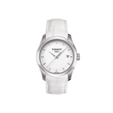 Tissot Couturier Lady Silver Dial White Leather Strap Watch For Women - T035.210.16.011.00