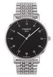 Tissot Everytime Large Black Dial Silver Mesh Bracelet Watch For Men - T109.610.11.077.00