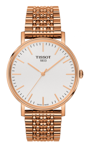Tissot Everytime Medium White Dial Rose Gold Mesh Bracelet Watch For Men - T109.410.33.031.00