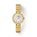 Tissot Flamingo Mother of Pearl White Dial Gold Steel Strap Watch For Women - T094.210.33.111.00