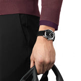 Tissot Gentleman Powermatic 80 Silicium Black Dial Black Leather Strap Watch For Men - T127.407.16.051.00