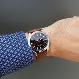 Tissot Gentleman Powermatic 80 Silicium Blue Dial Brown Leather Strap Watch For Men - T127.407.16.041.00