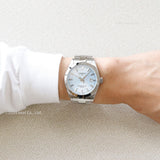 Tissot Gentleman Powermatic 80 Silicium Ice Blue Silver Steel Strap Watch For Men - T127.407.11.351.00