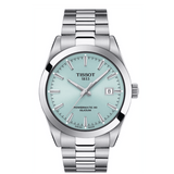 Tissot Gentleman Powermatic 80 Silicium Ice Blue Silver Steel Strap Watch For Men - T127.407.11.351.00