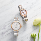 Tissot Le Locle Automatic Diamonds Mother of Pearl White Dial Two Tone Steel Strap Watch For Women - T006.207.22.116.00
